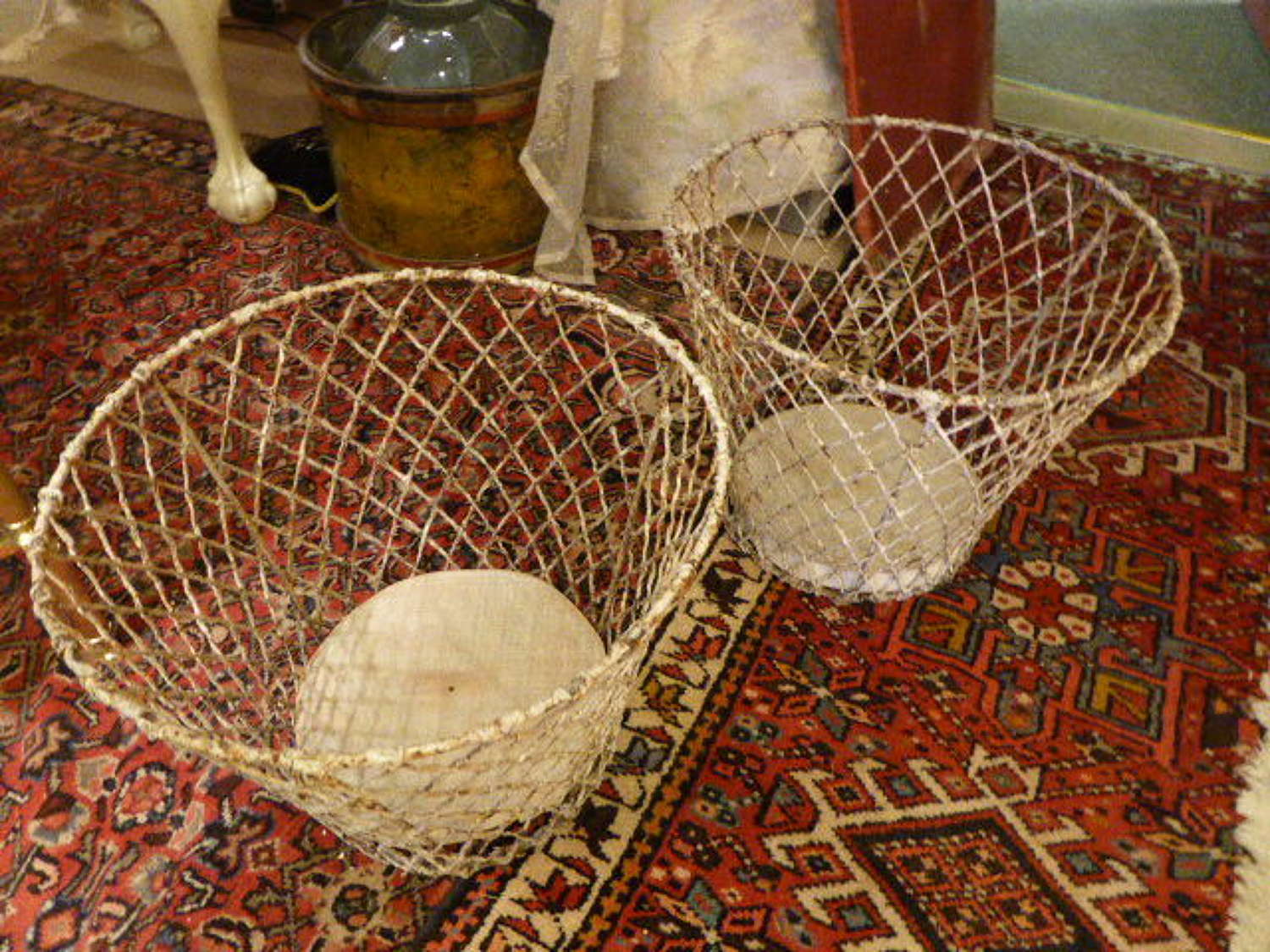 Victorian French painted wire baskets