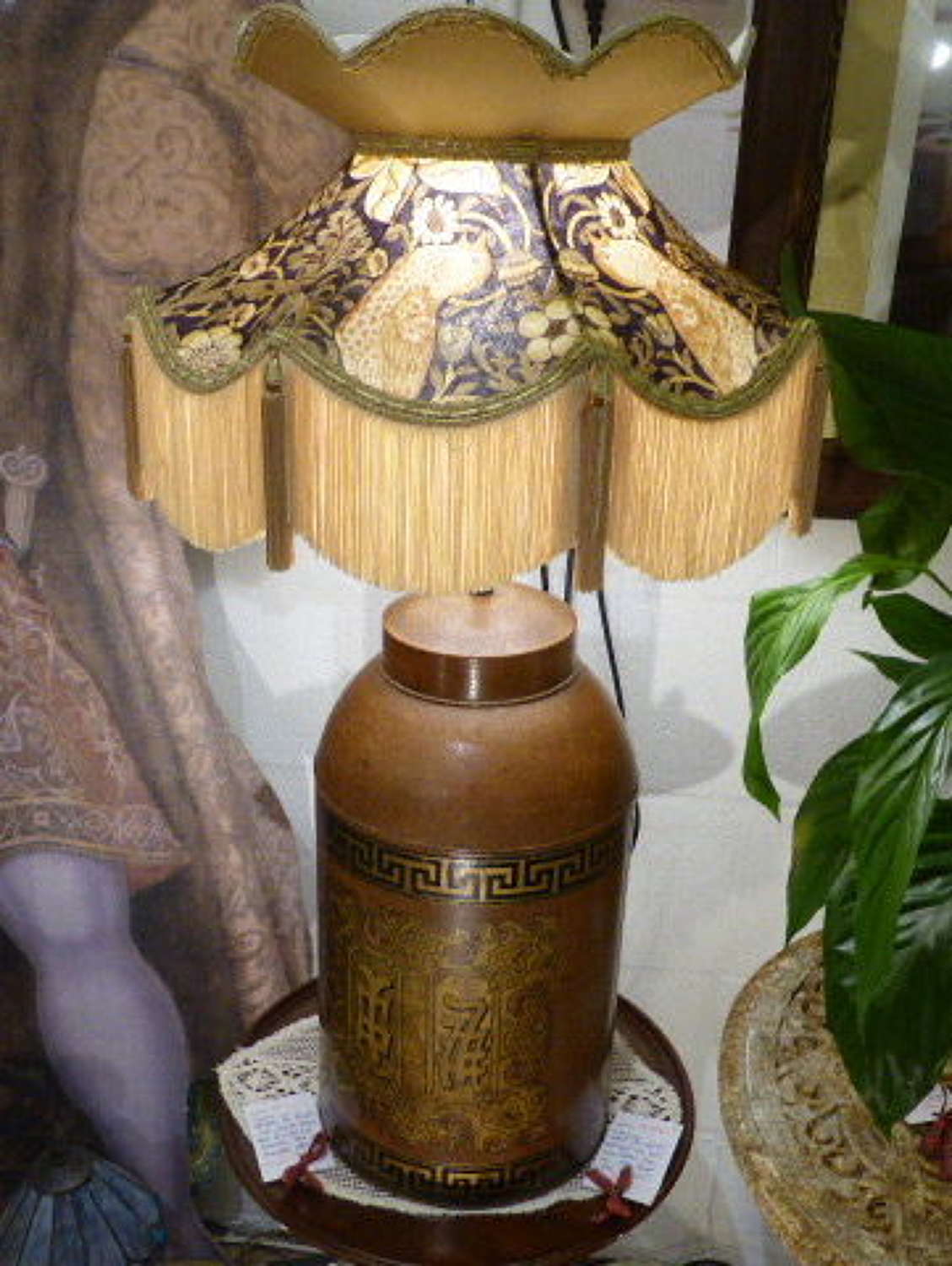 Early 20th c. Oriental Tea Can Table Lamp