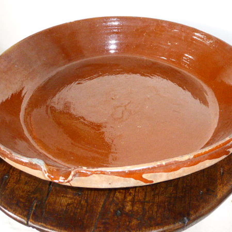 Large 19th c French Slipware Terracotta Dish