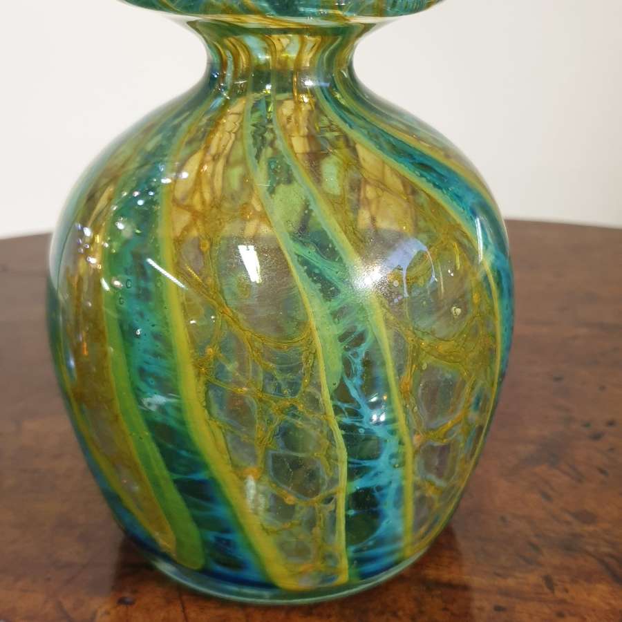 Mdina Glass “Crystal Blue Stripe” Vase