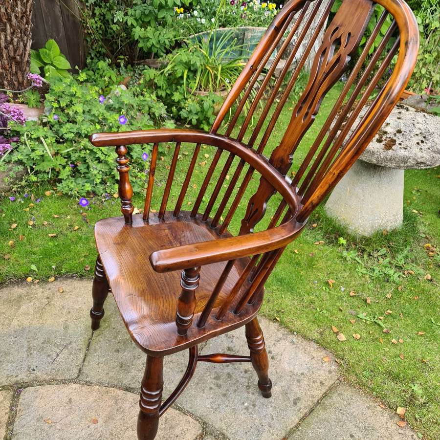 Wonderful Example of Handsome Yew High Back Windsor Chair