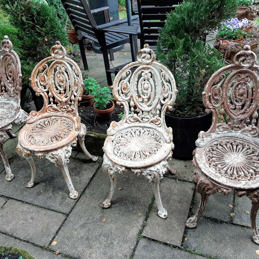 Set of Four 19th Century Cast-iron Garden Chairs