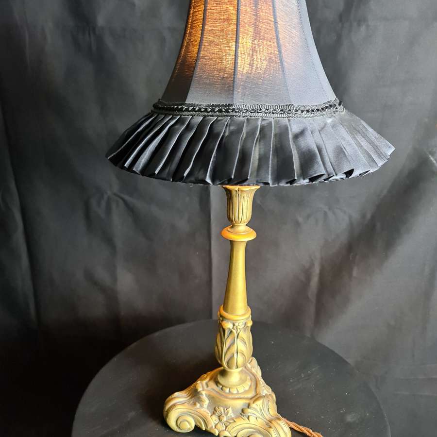 A Small Brass Art Nouveau Style Table Lamp
