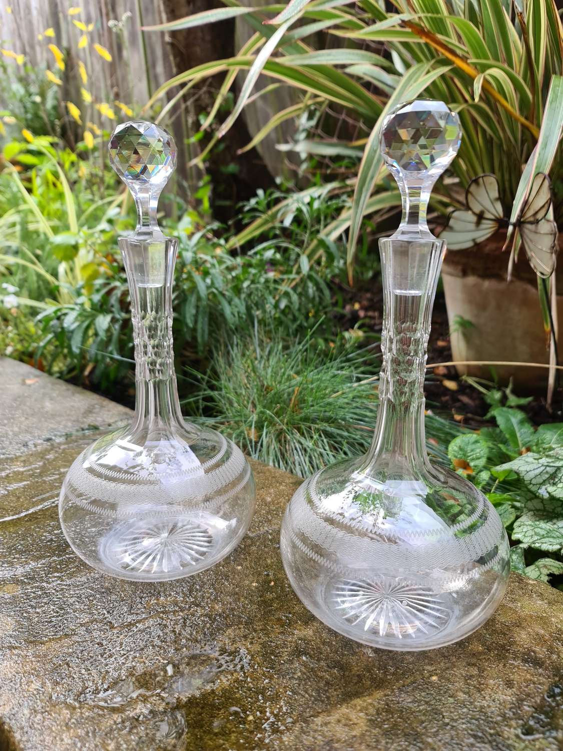 A Pair of Edwardian Wine Decanters