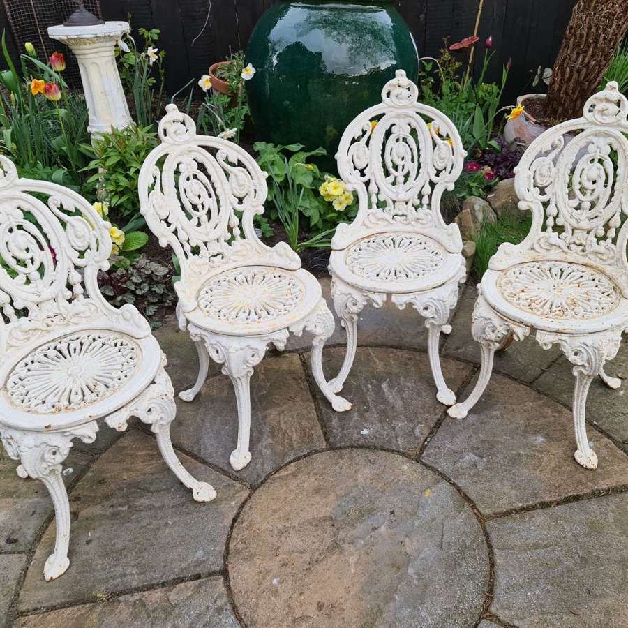 Early 20th Century Cast Iron Garden Chairs set of Four