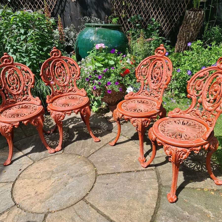 Wonderful set of Four Cast-iron Garden Chairs
