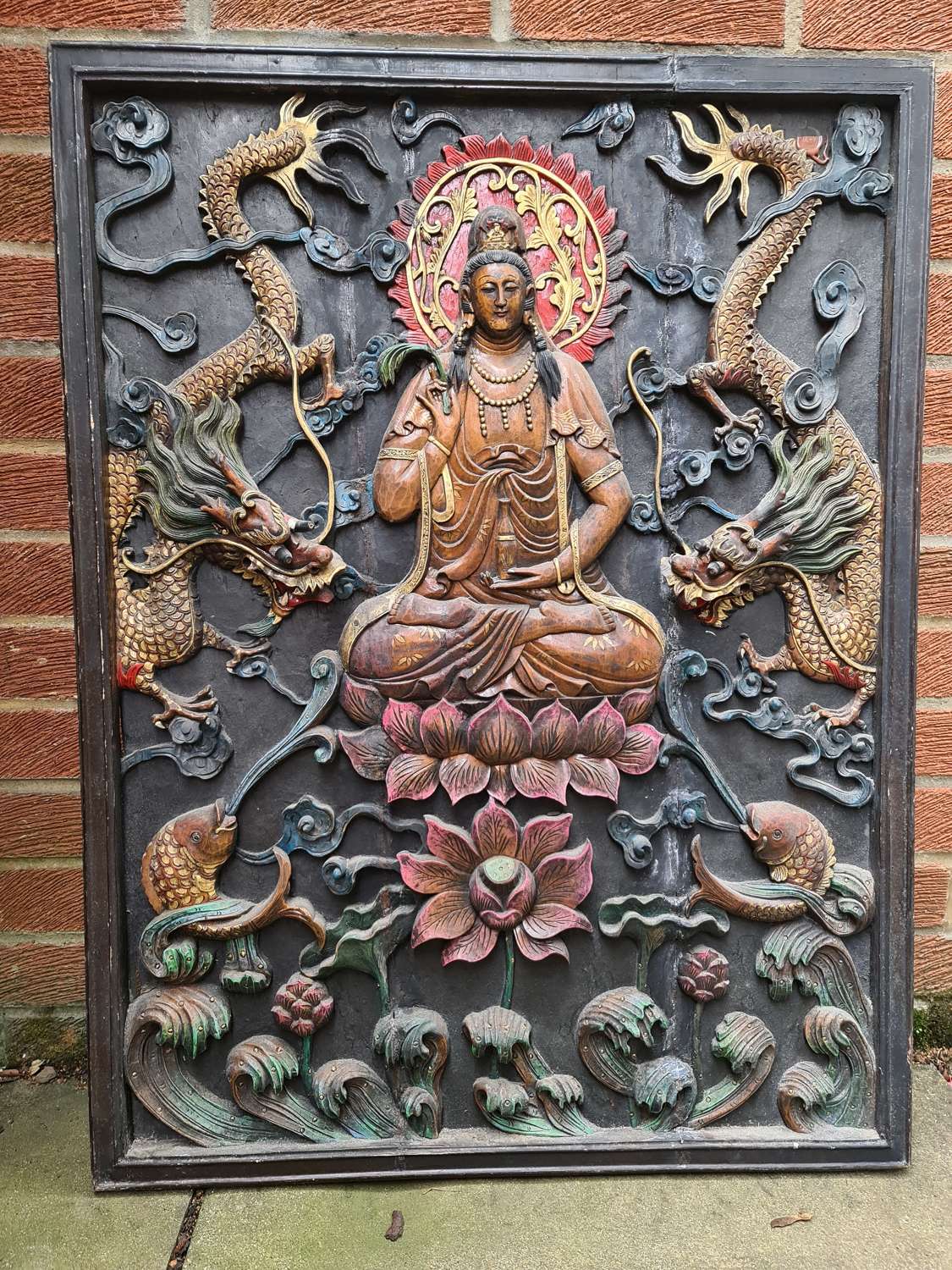 Interesting Large Carved Chinese Wall Plaque