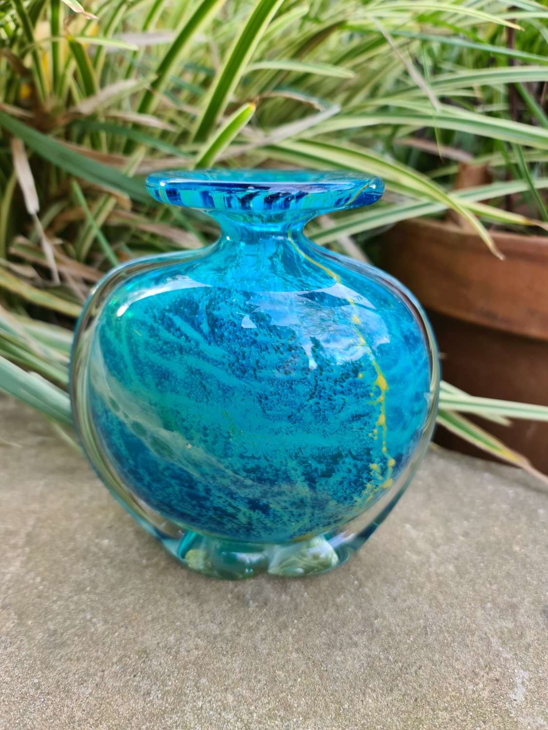 Mdina Glass 'Side Stripe' Vase