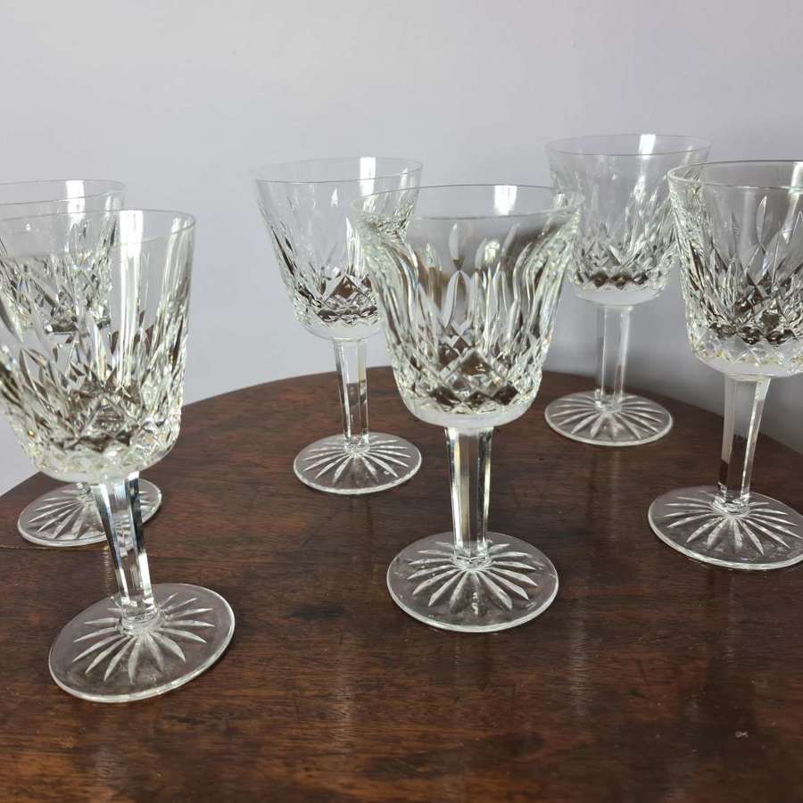 Set Six Waterford Crystal 'Lismore' White Wine Glasses
