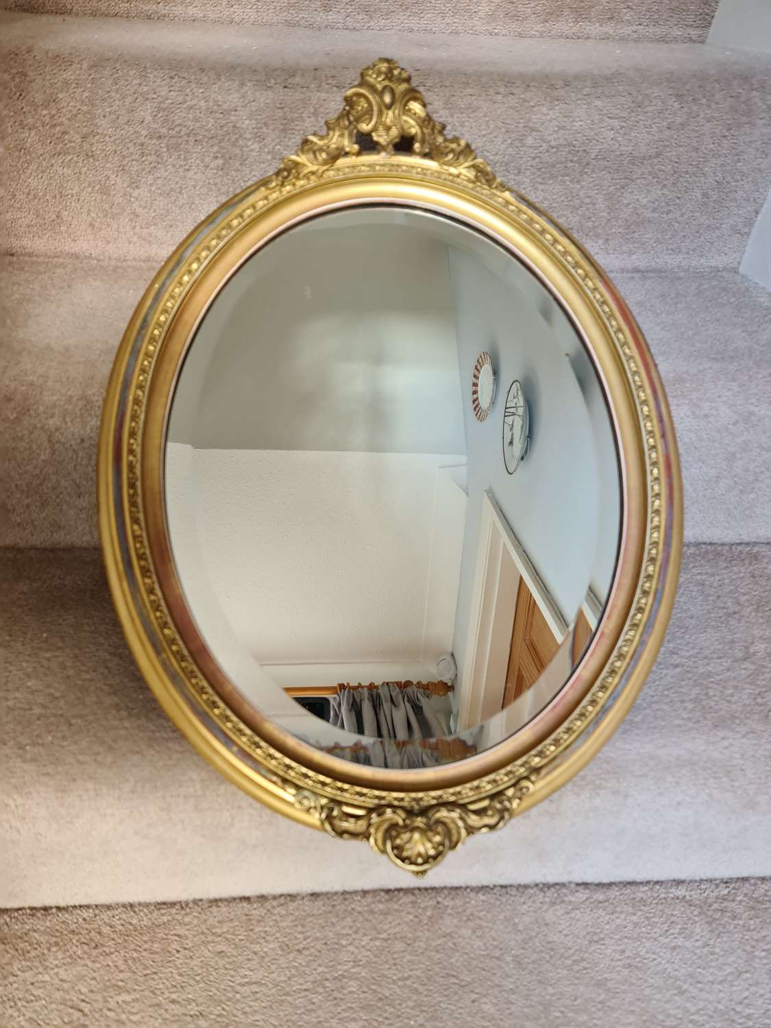 Oval Edwardian Giltwood Mirror