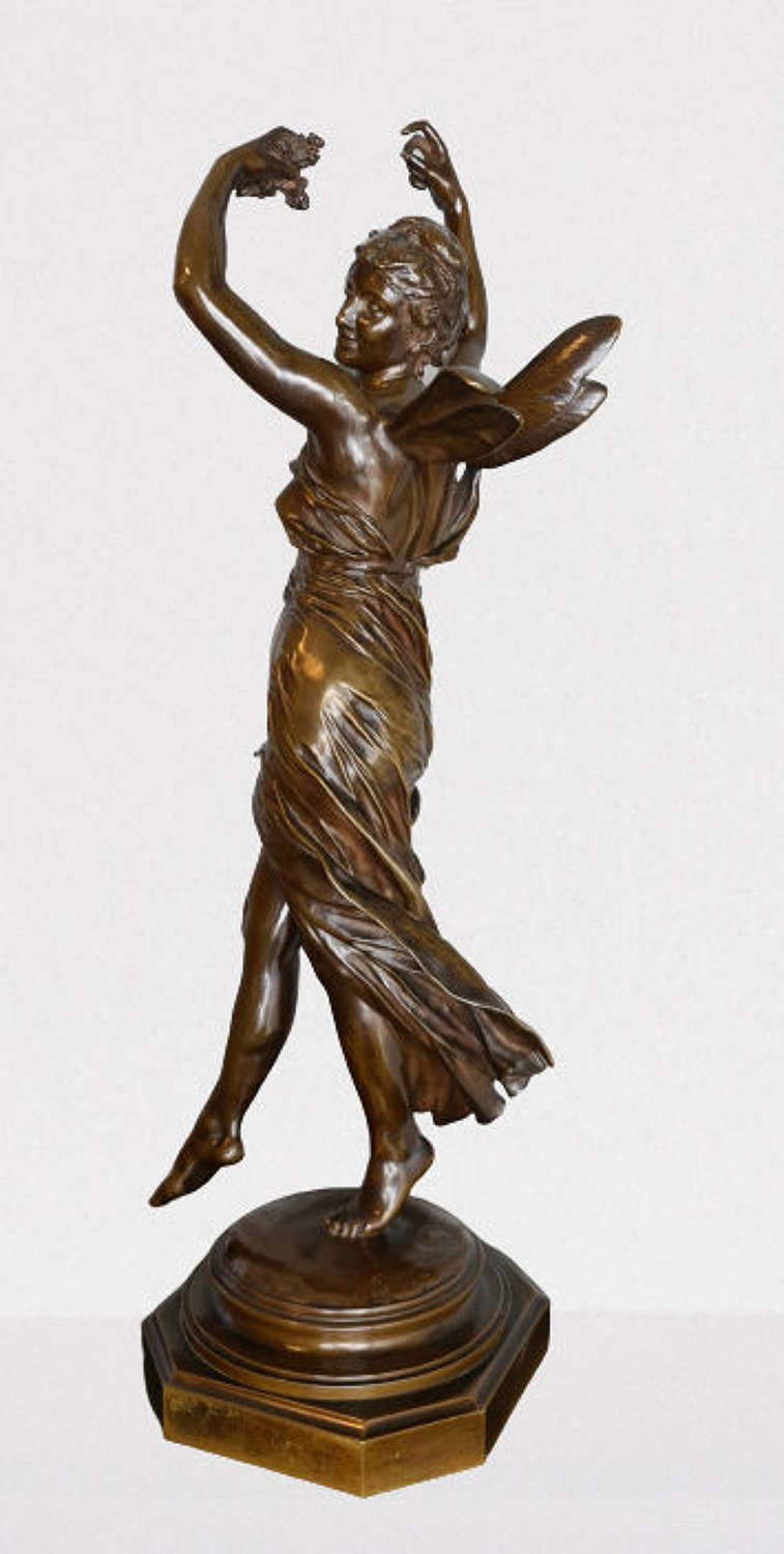 Art Nouveau bronze figure La Fee aux Fleurs by Eugene Delaplanche
