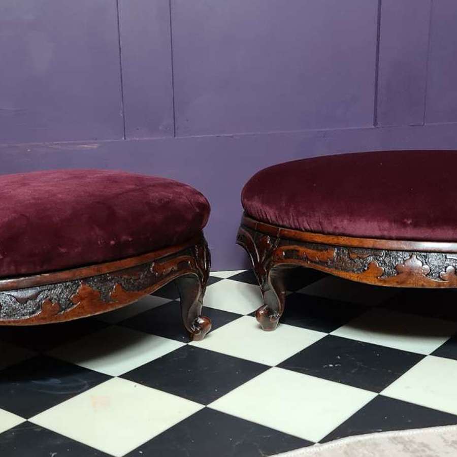 Pair of Large Early Victorian Footstools