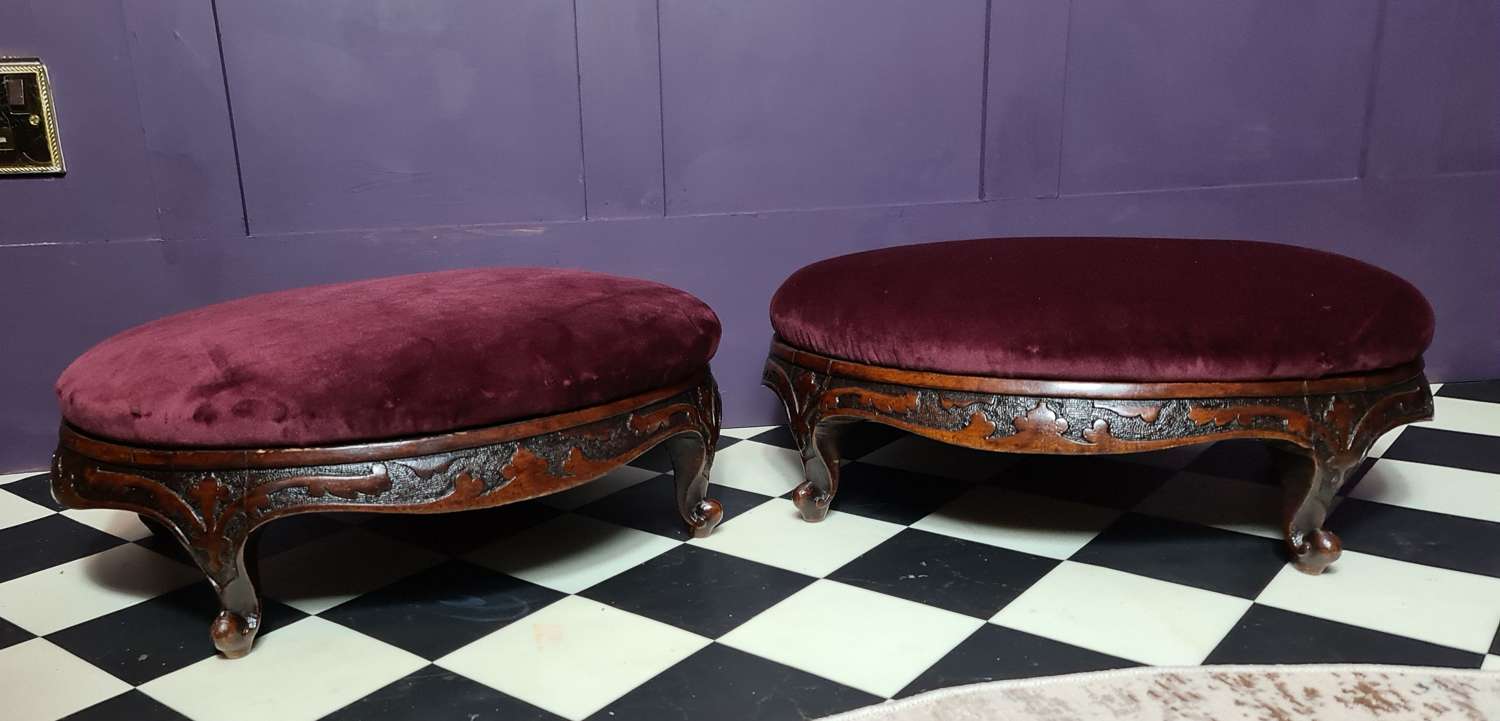 Pair of Large Early Victorian Footstools