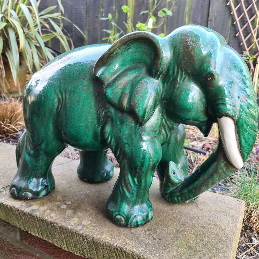 Large Green Terracotta Elephant
