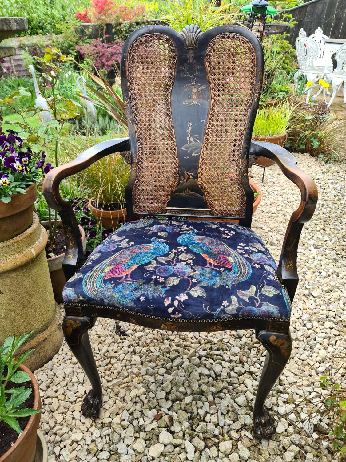 Stylish Regency Chinoiserie Lacquered Desk Chair