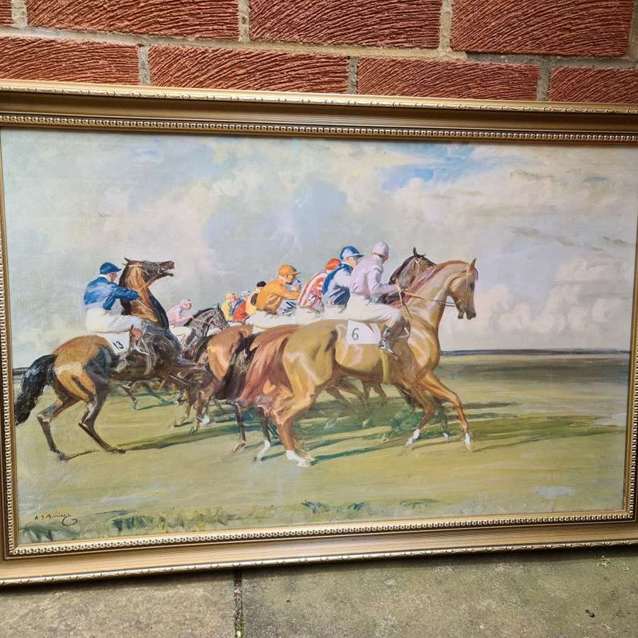 "Under Starters Orders",  Newmarket, Print by Sir Alfred Munnings