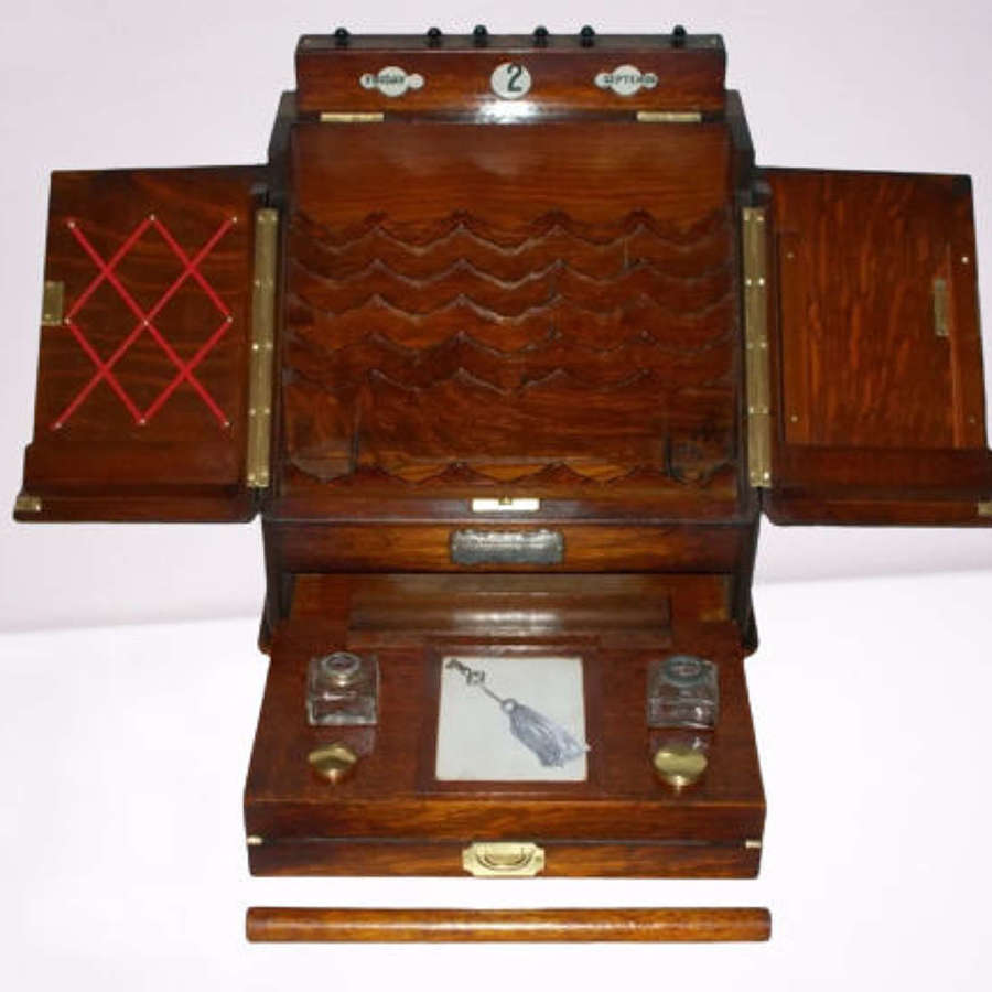 Impressive Large Oak Stationery and Writing Box c1890