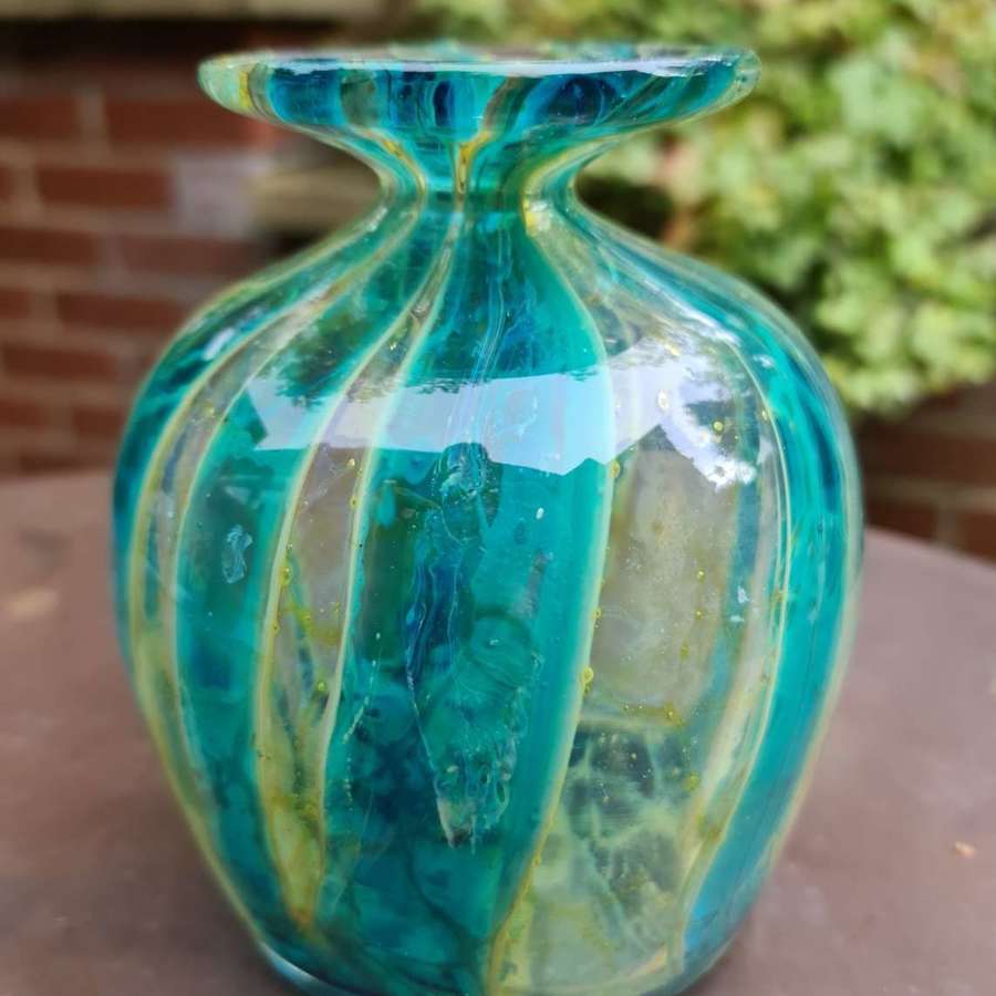 Mdina Glass 'Crustal Blue' Flared rim vase