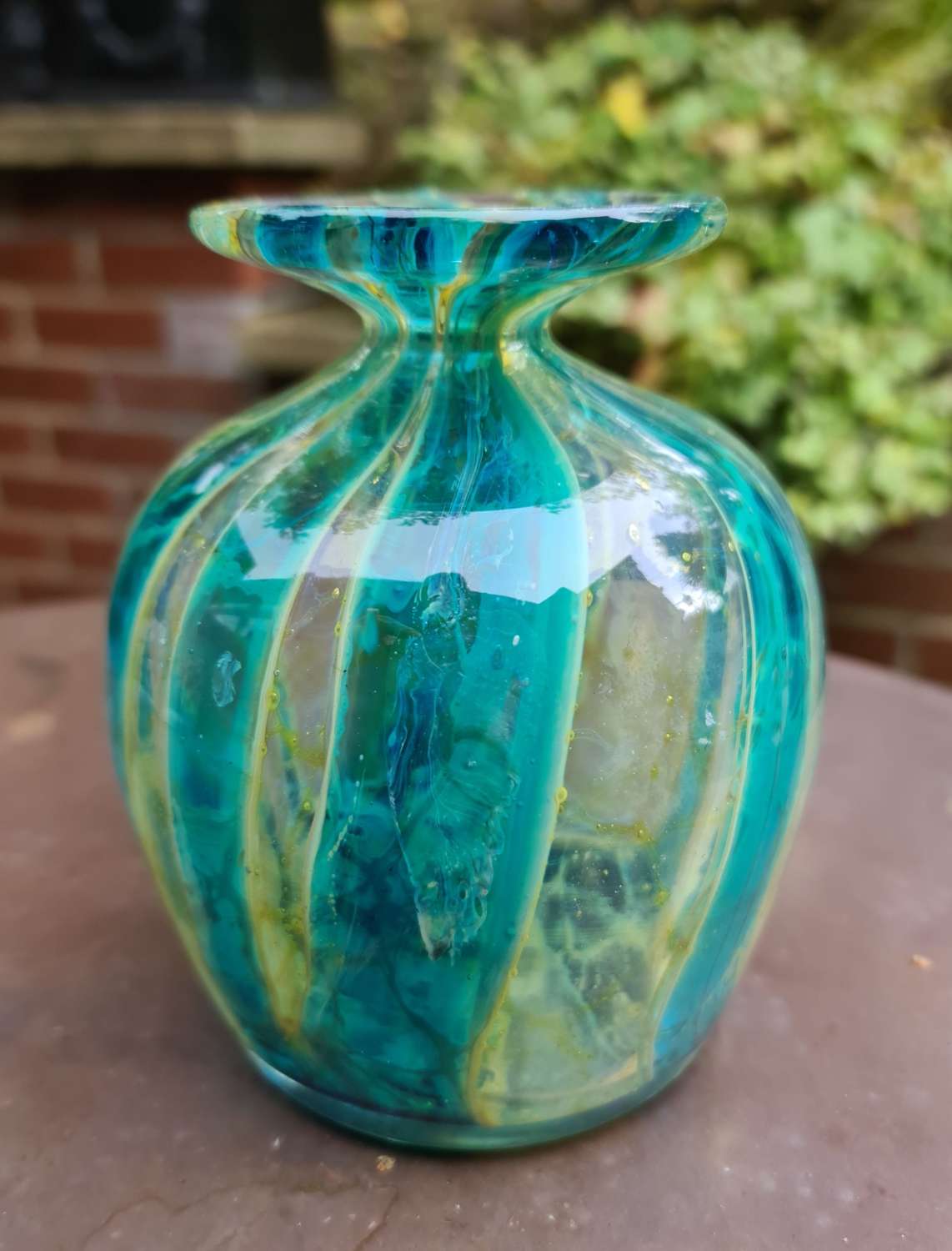 Mdina Glass 'Crustal Blue' Flared rim vase