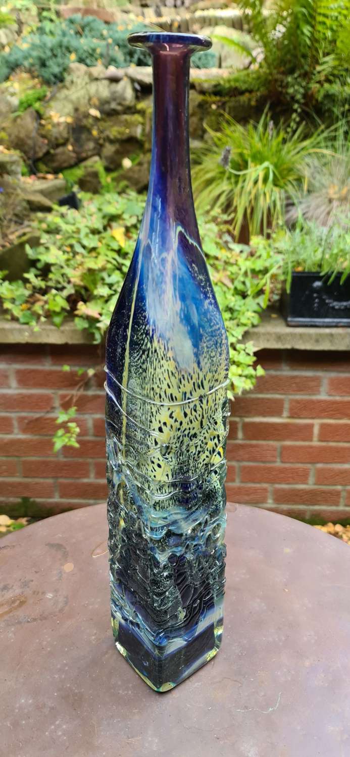 Mdina Glass ‘Trailed Glass’ Bottle Vase c1975