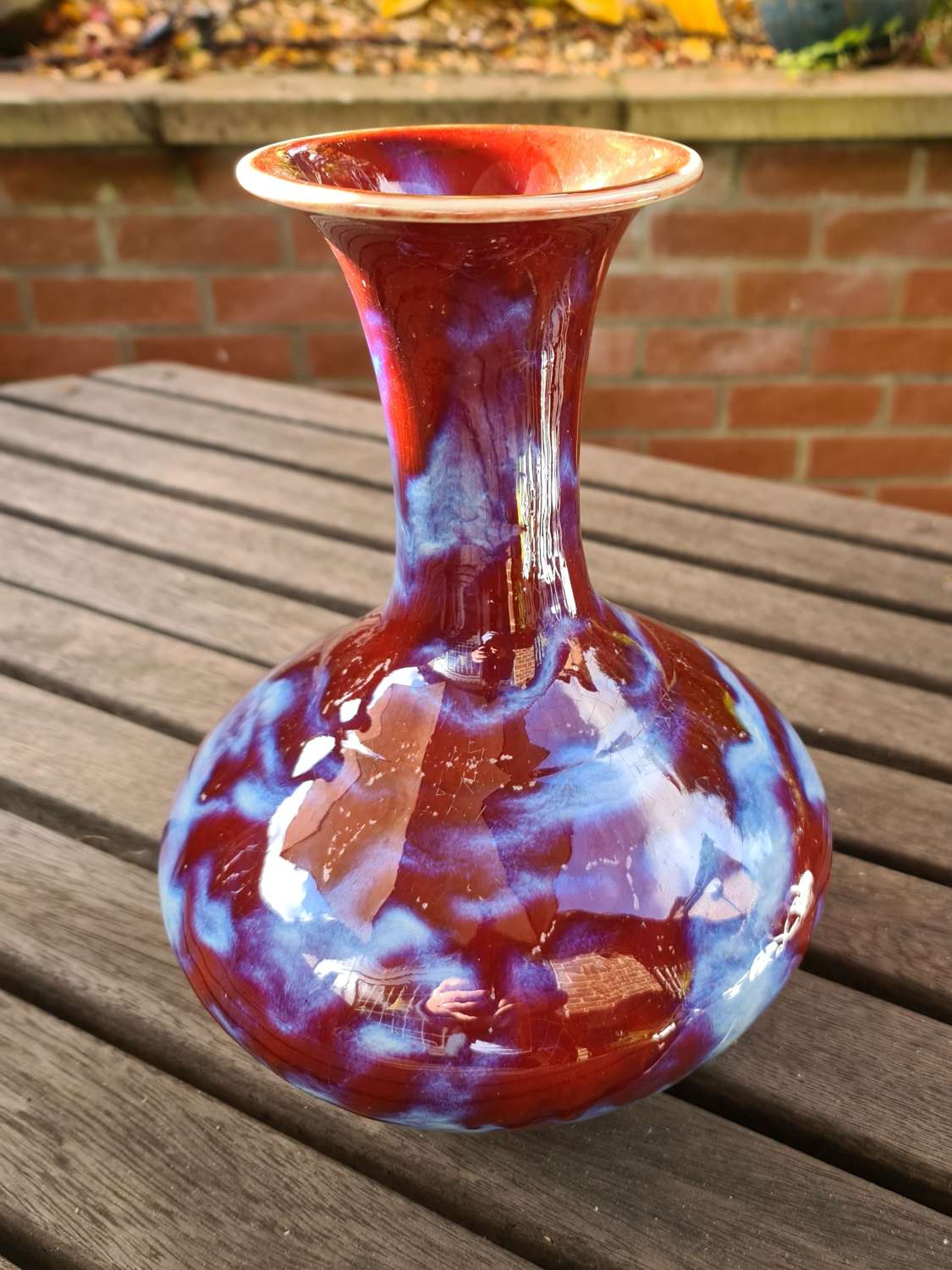 Chinese Sang de Boeuf and flambé-glazed Vase