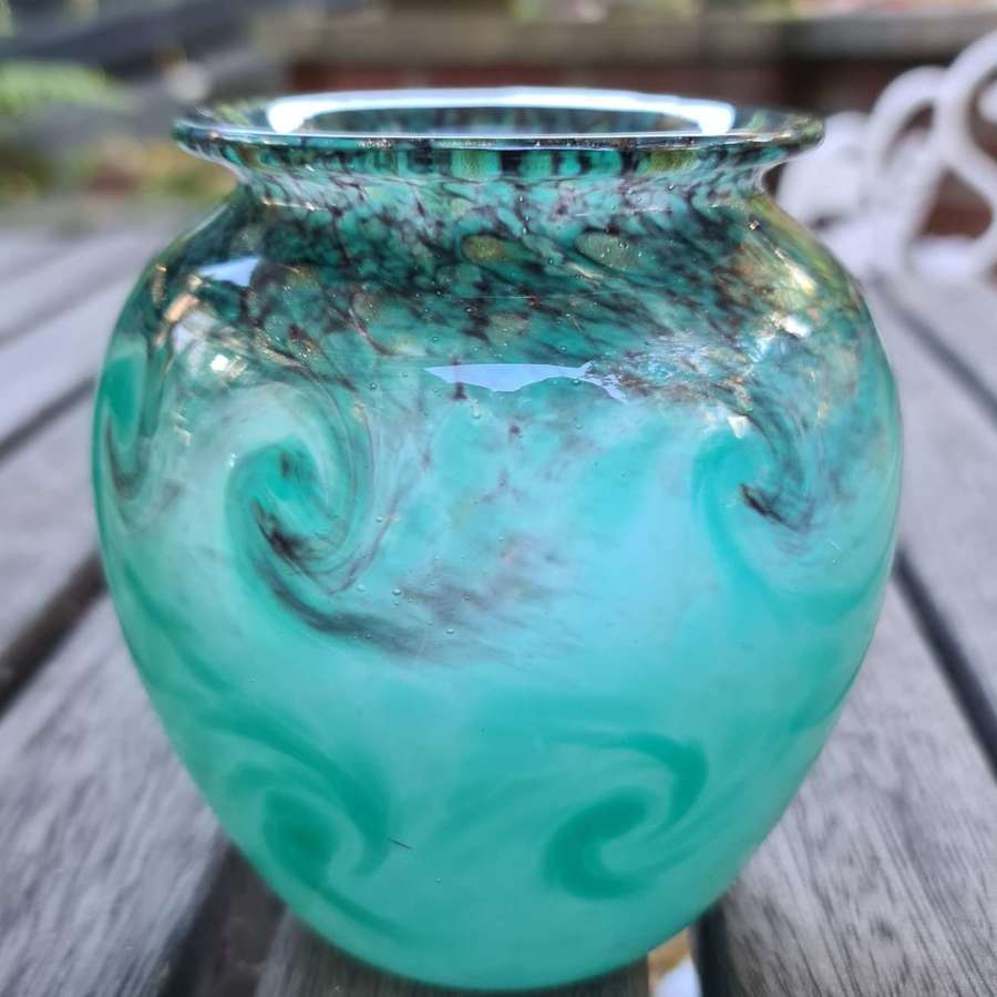 Beautiful Monart Glass Vase with Aventurine c1930