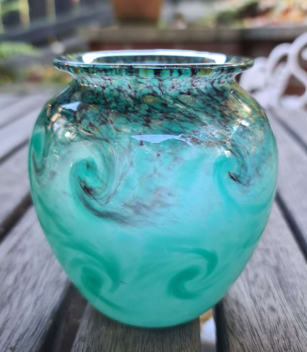 Beautiful Monart Glass Vase with Aventurine c1930