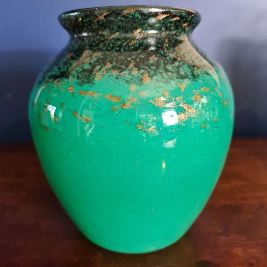 Large early Vasart Glass vase with Aventurine c1930