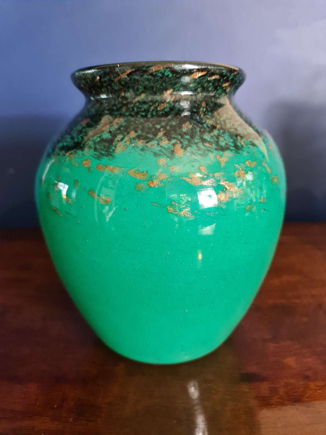 Large early Vasart Glass vase with Aventurine c1930