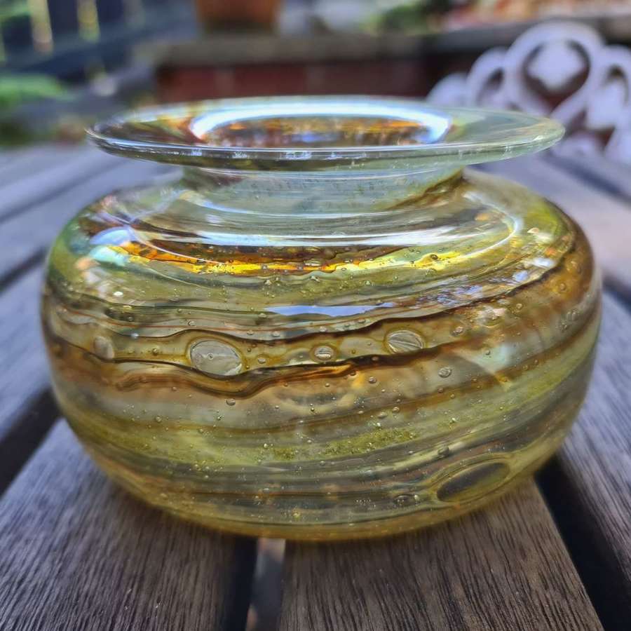 Isle of Wight Glass 'Tortoiseshell' Squat Globe Vase