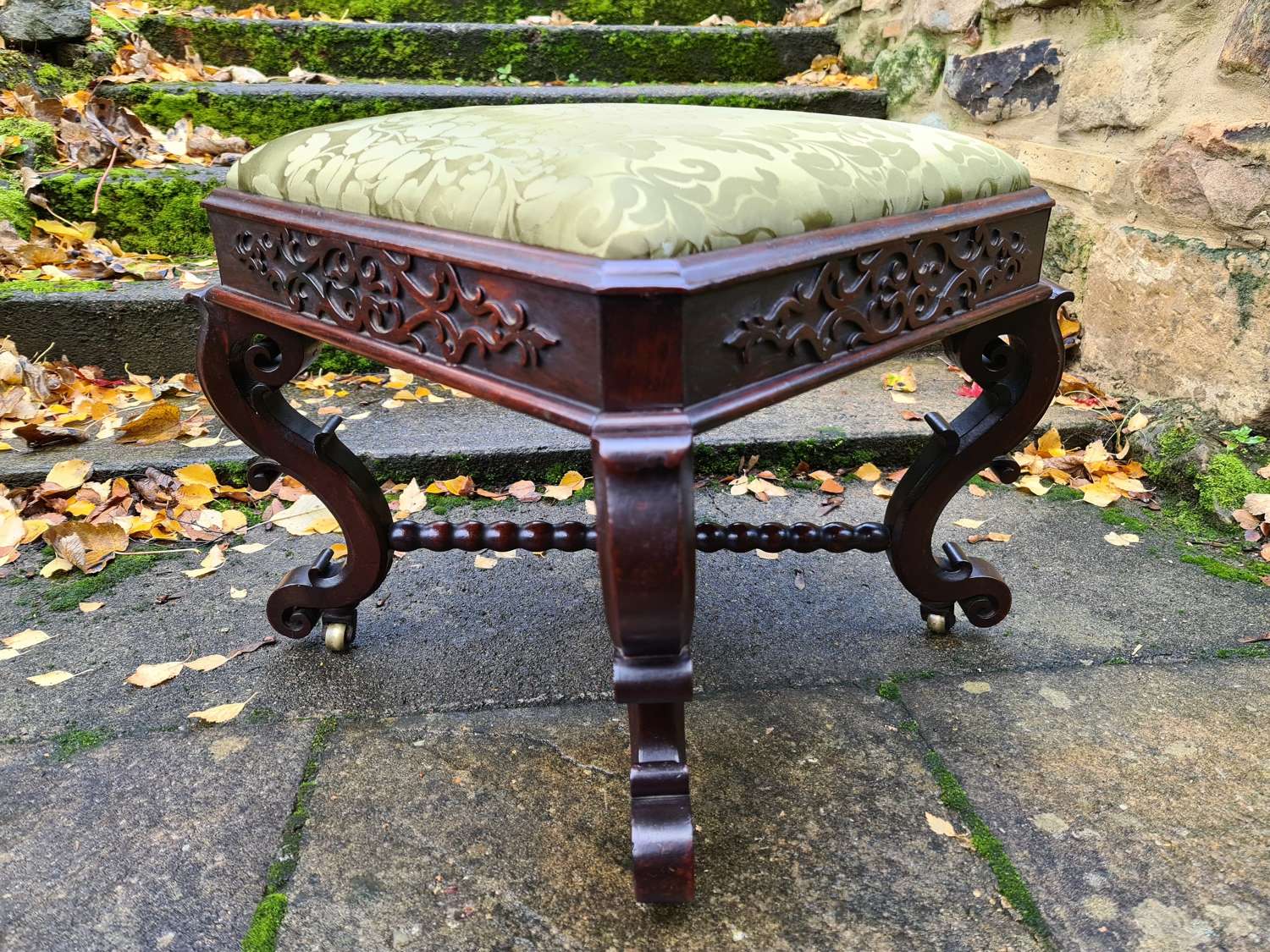 Rare Finest Quality Regency Stool in the Chippendale Taste