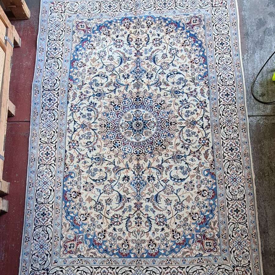 Room sized Persian Nain Carpet (9'8" x 6'5") c1930