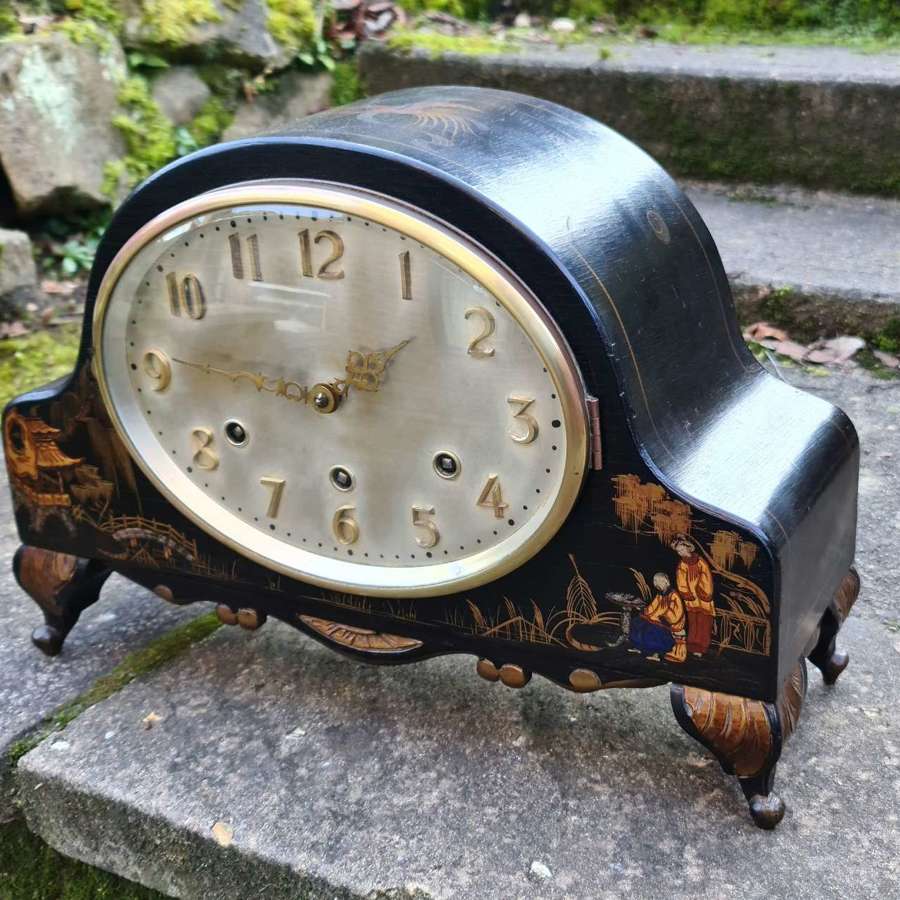 Large Lacquered Mantel Clock c1900