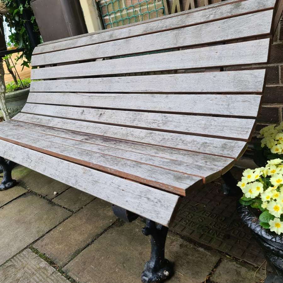 Victorian Garden Bench with Cast-iron Supports and Wood Slats