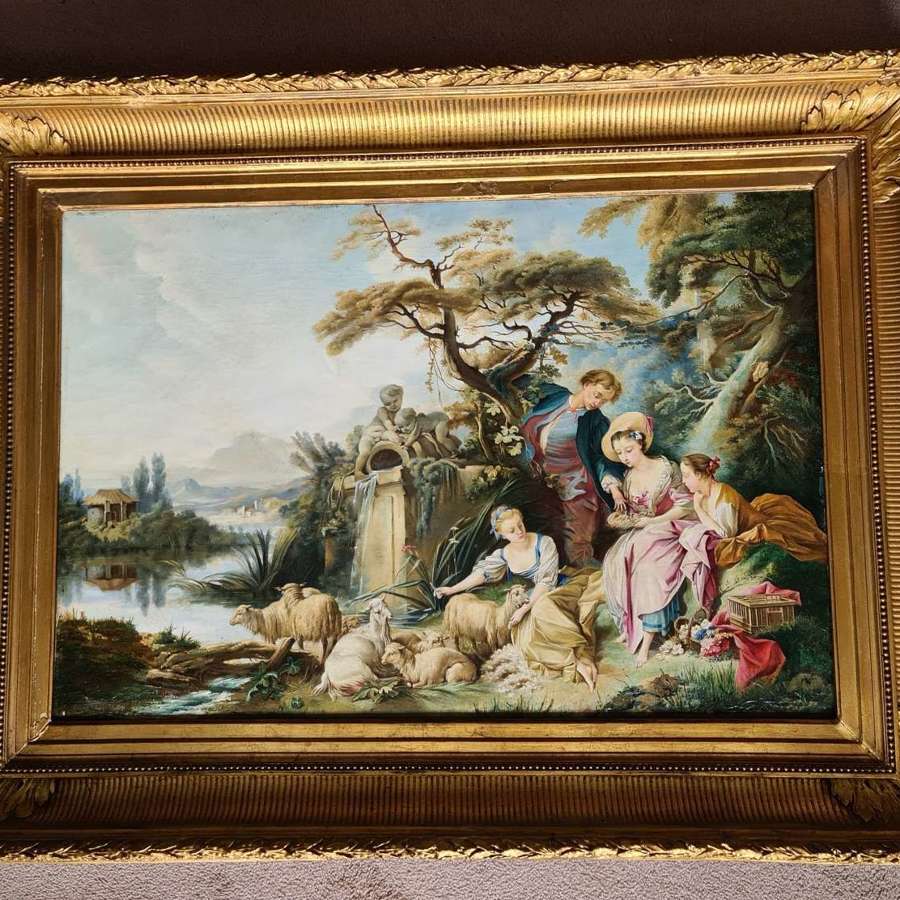 The Nest or The Shepherd's Gifts in the manner of Francois Boucher
