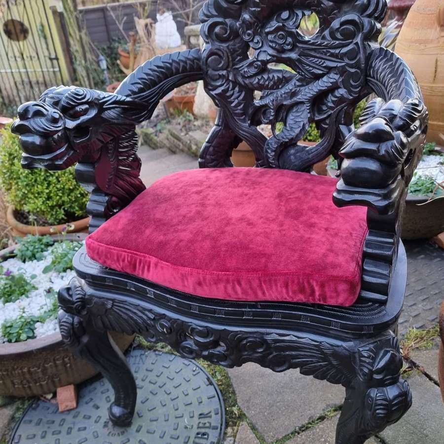 Carved Oriental Hardwood Armchair