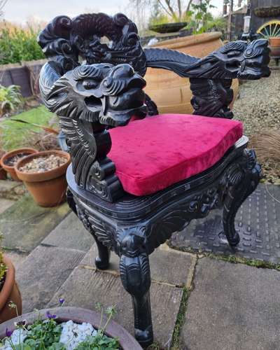 Carved Oriental Hardwood Armchair