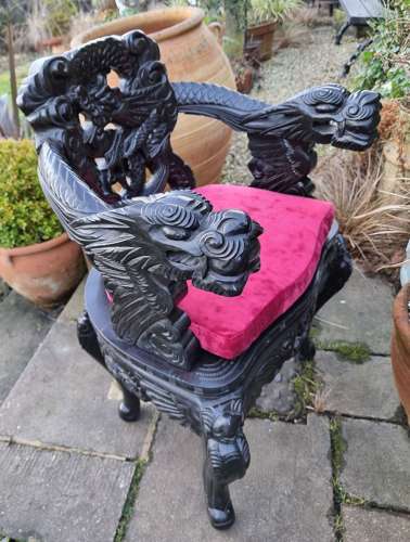 Carved Oriental Hardwood Armchair