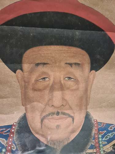 A Large Pair of Framed Chinese Ancestral Scrolls