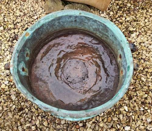 Large 19th Century Copper Pot with Verdigris Finish