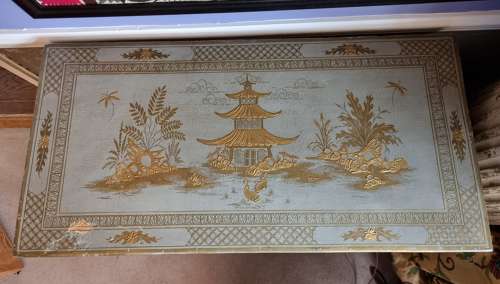 19th Century Painted Chinoiserie Chest in Gilt and Grey
