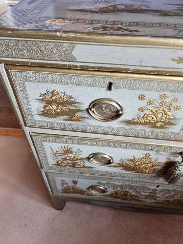 19th Century Painted Chinoiserie Chest in Gilt and Grey