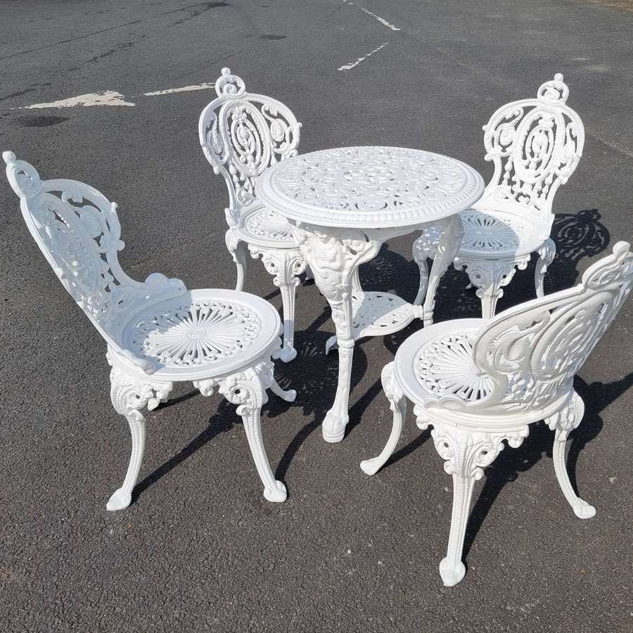 Heavy Cast-iron Set of Garden Table and Four Chairs