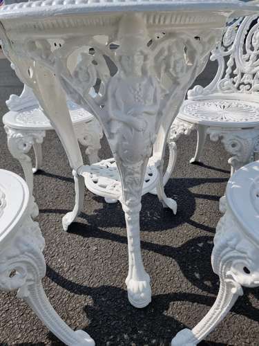 Heavy Cast-iron Set of Garden Table and Four Chairs