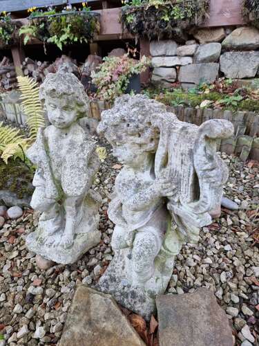 Attractive PAIR Garden Cherub Statues