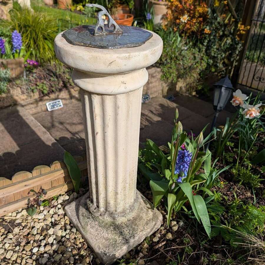 Cast Stone Sundial Pedestal complete with Gnomon